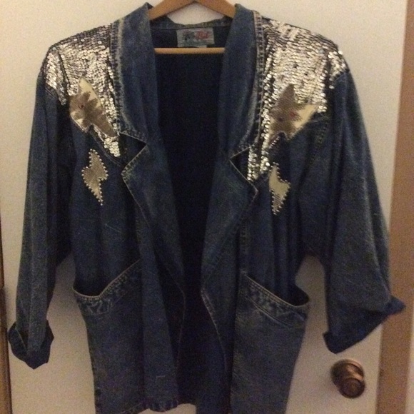 Country western 2 piece sequined denim suit - Picture 1 of 7